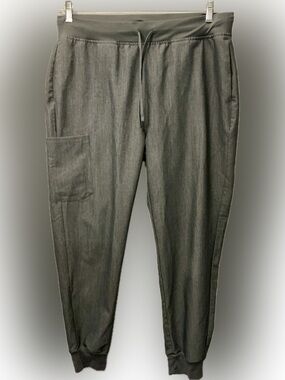 Mandala Gray Jogger Scrub Pants XL | 9 Pocket Yoga Waist